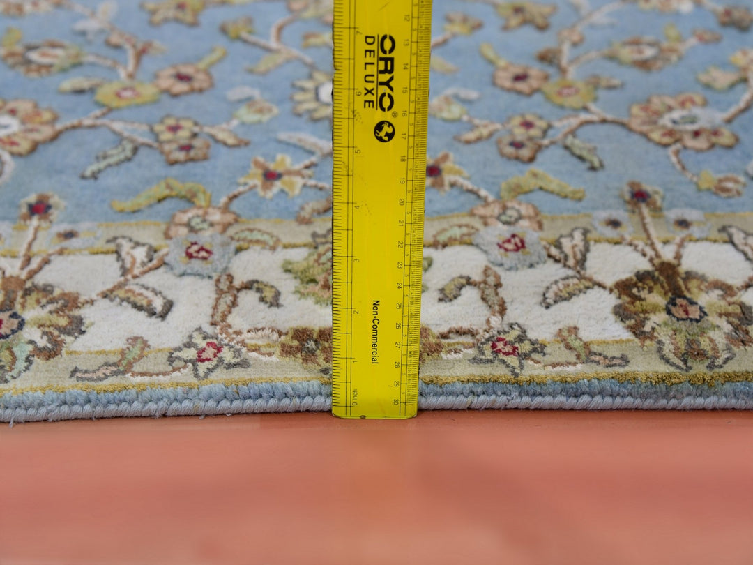 3'0" x 12'2" New Hand Knotted Blue Wool & Silk Runner Oriental Rug - MOA10275396