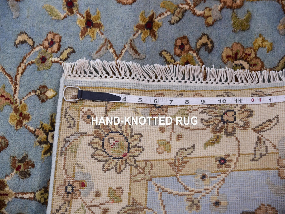 3'0" x 12'2" New Hand Knotted Blue Wool & Silk Runner Oriental Rug - MOA10275396