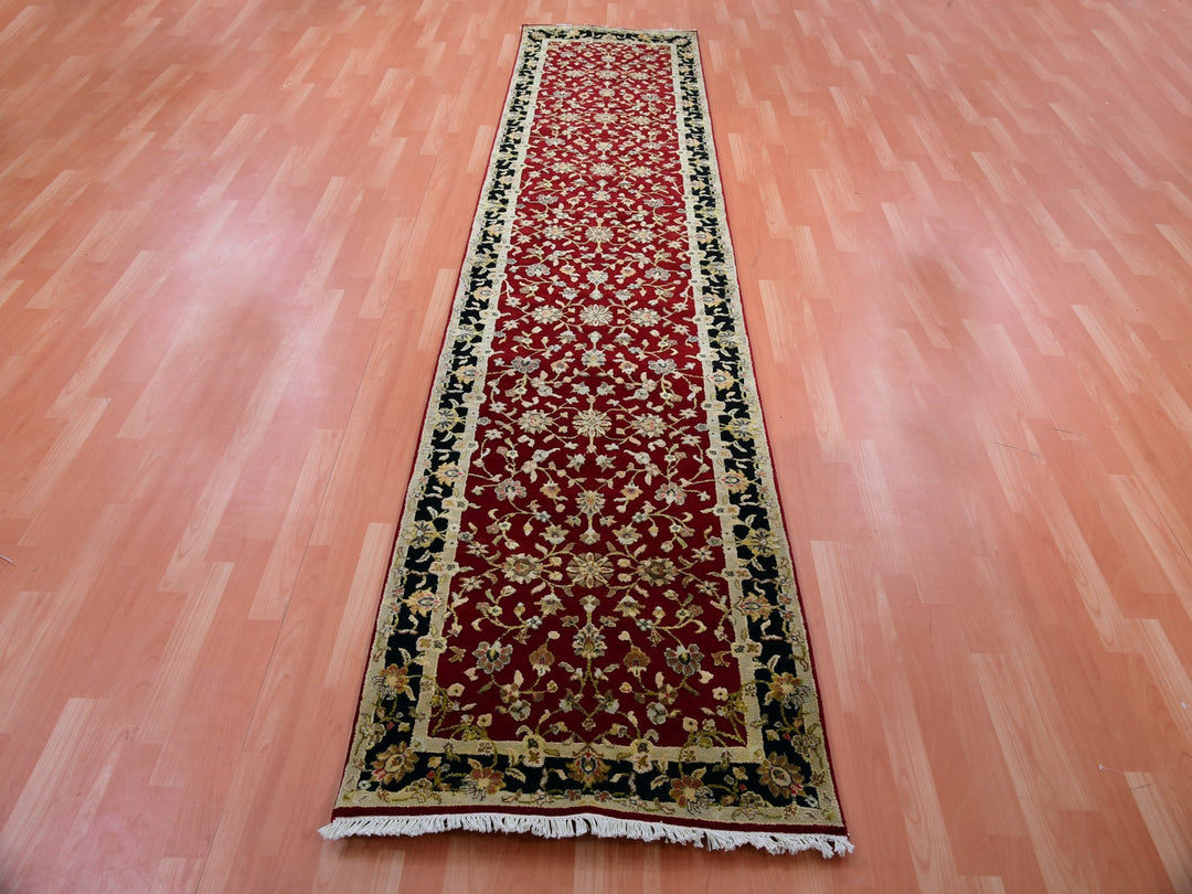 2'10" x 12'3" New Hand Knotted Red Wool & Silk Runner Oriental Rug - MOA10275397