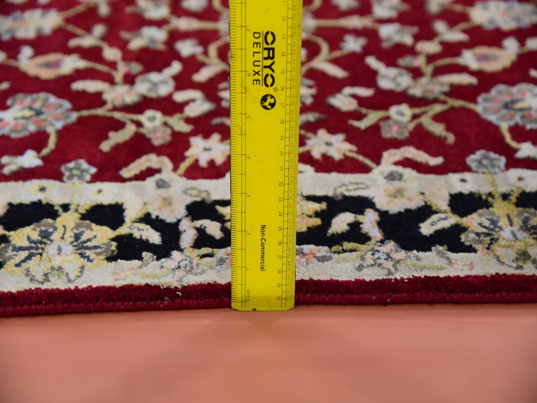 2'10" x 12'3" New Hand Knotted Red Wool & Silk Runner Oriental Rug - MOA10275397