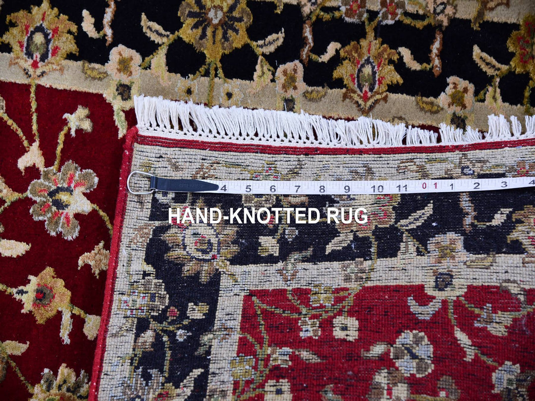 2'10" x 12'3" New Hand Knotted Red Wool & Silk Runner Oriental Rug - MOA10275397