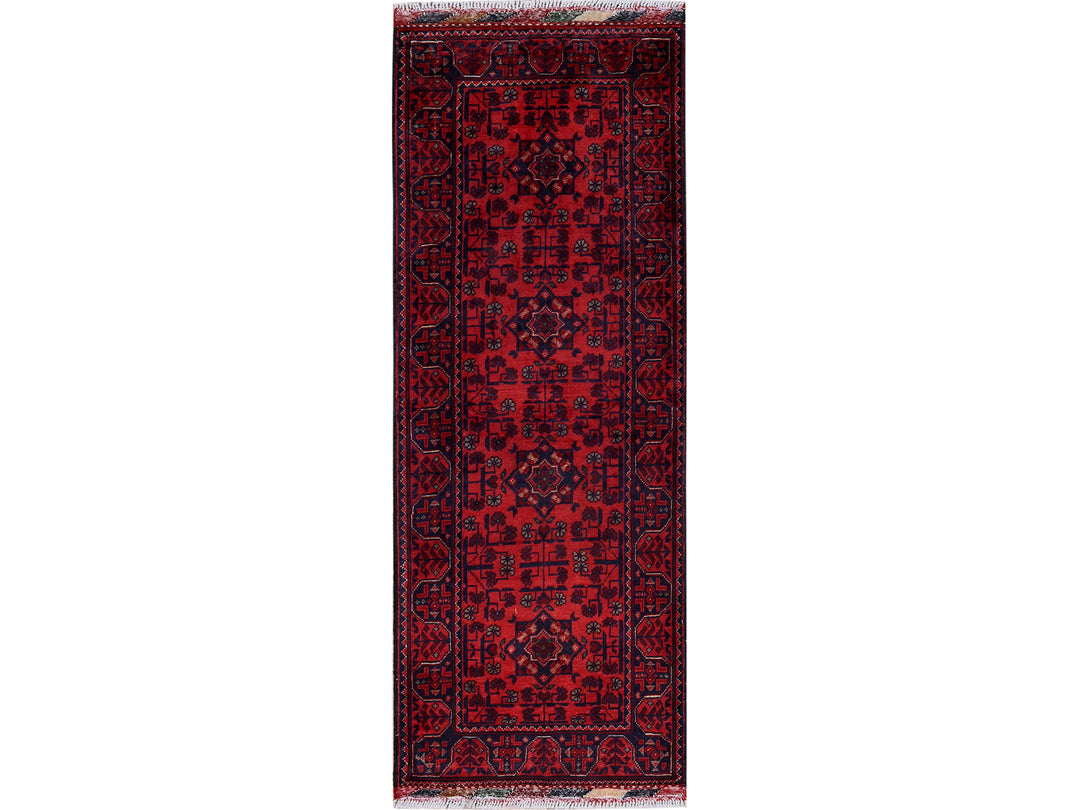 1'9" x 4'9" New Hand Knotted Red Wool Runner Oriental Rug - MOA102753