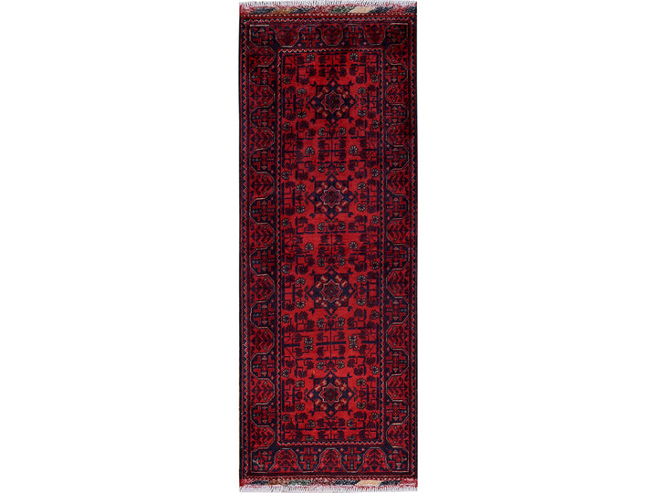 1'9" x 4'9" New Hand Knotted Red Wool Runner Oriental Rug - MOA102753