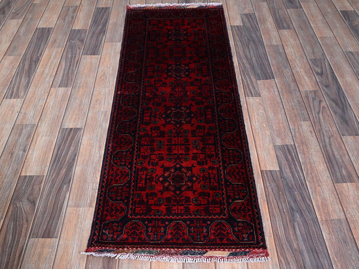 1'9" x 4'9" New Hand Knotted Red Wool Runner Oriental Rug - MOA102753