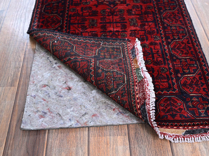 1'9" x 4'9" New Hand Knotted Red Wool Runner Oriental Rug - MOA102753