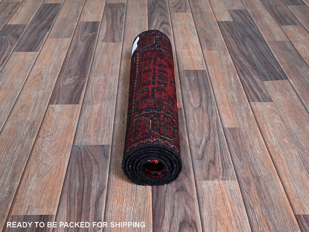 1'9" x 4'9" New Hand Knotted Red Wool Runner Oriental Rug - MOA102753