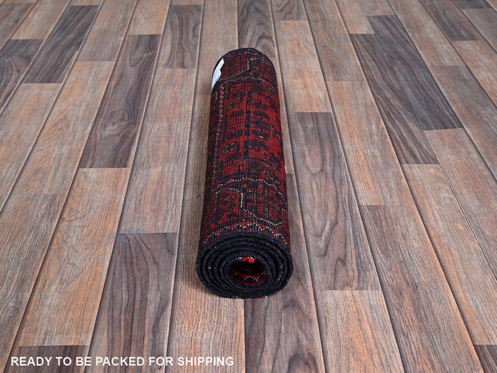 1'9" x 4'9" New Hand Knotted Red Wool Runner Oriental Rug - MOA102753
