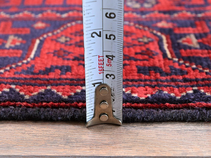 1'9" x 4'9" New Hand Knotted Red Wool Runner Oriental Rug - MOA102753