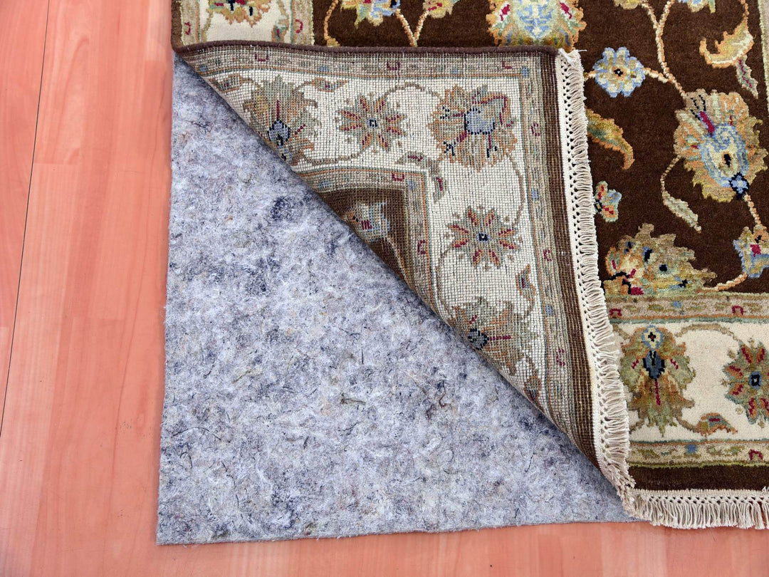3'0" x 5'1" New Hand Knotted Brown Wool & Silk Rectangle Oriental Rug - MOA10275400