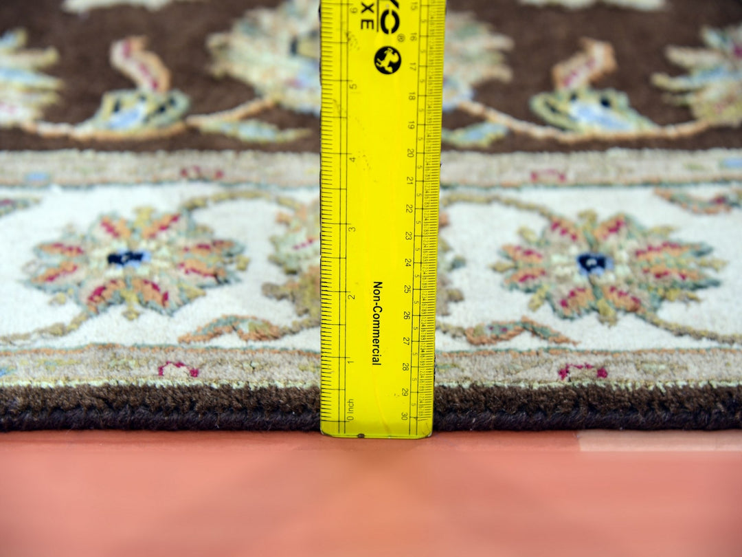3'0" x 5'1" New Hand Knotted Brown Wool & Silk Rectangle Oriental Rug - MOA10275400