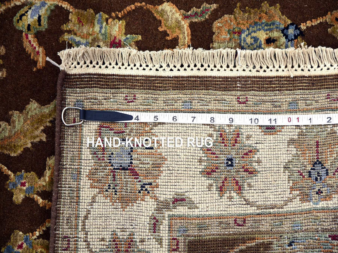 3'0" x 5'1" New Hand Knotted Brown Wool & Silk Rectangle Oriental Rug - MOA10275400