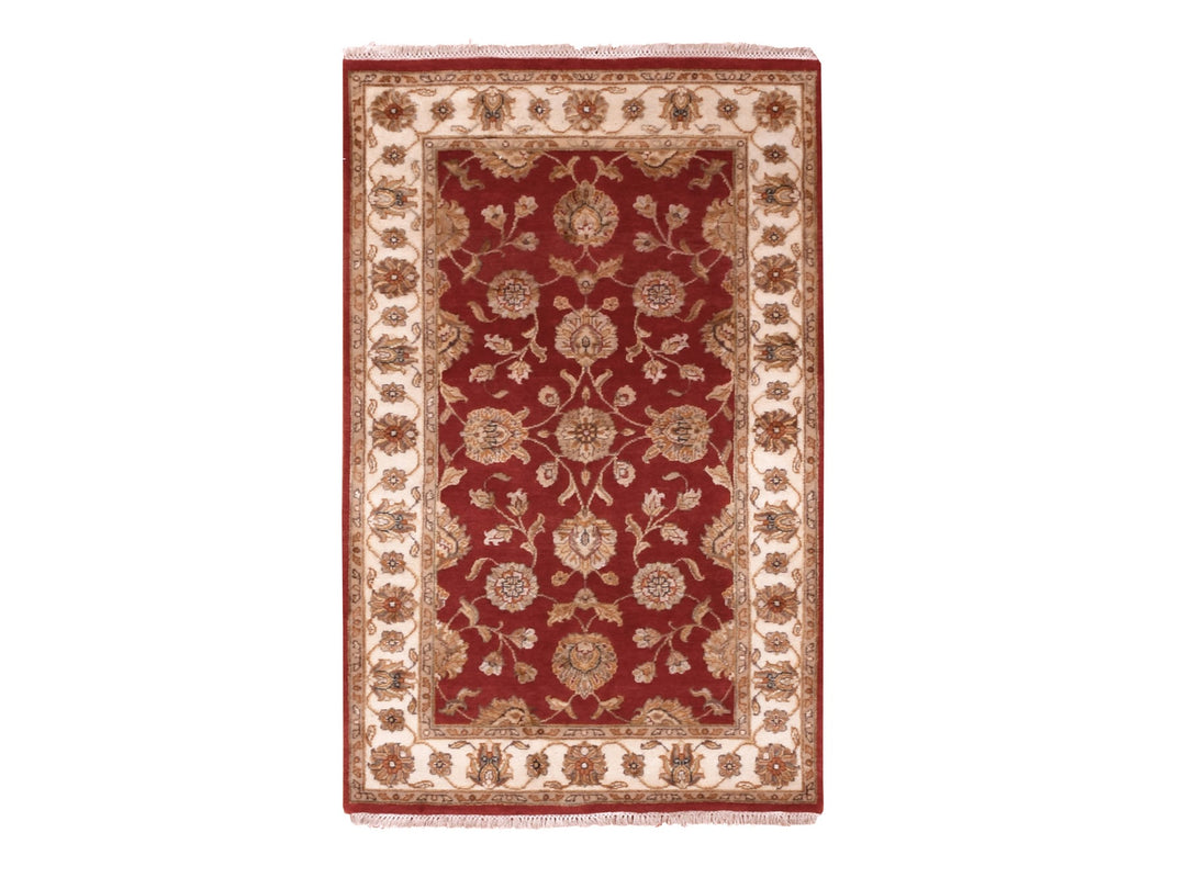 3'1" x 5'0" New Hand Knotted Red Wool Rectangle Oriental Rug - MOA10275401