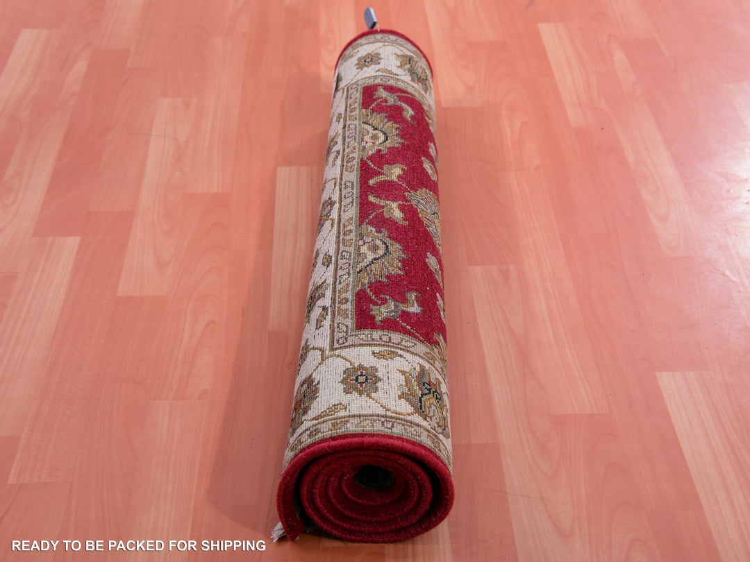 3'1" x 5'0" New Hand Knotted Red Wool Rectangle Oriental Rug - MOA10275401