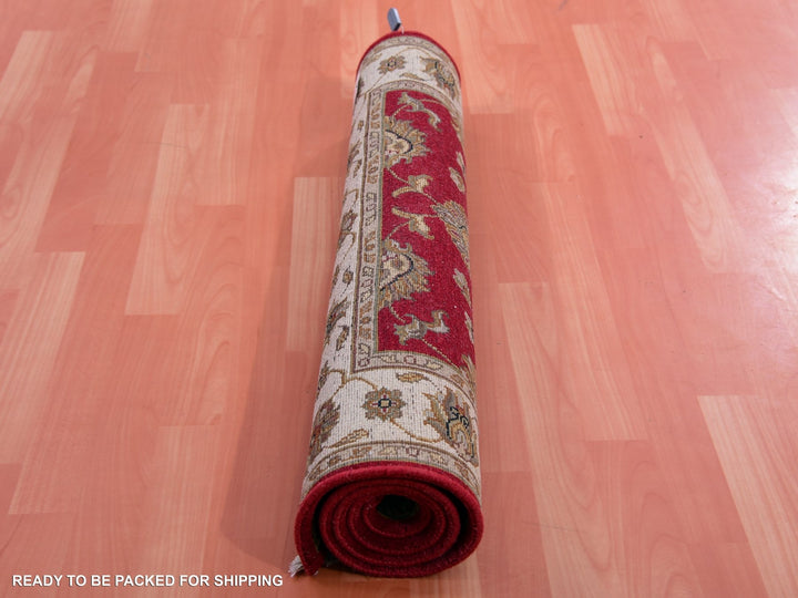 3'1" x 5'0" New Hand Knotted Red Wool Rectangle Oriental Rug - MOA10275401