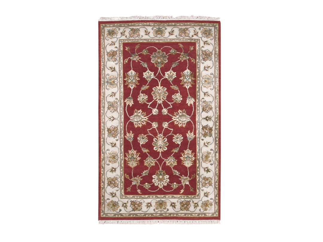 3'1" x 5'3" New Hand Knotted Red Wool Rectangle Oriental Rug - MOA10275402