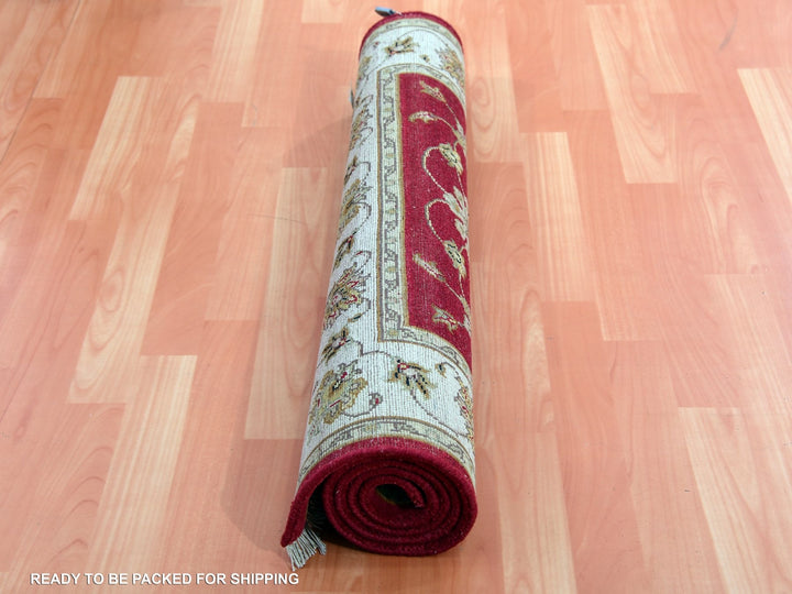 3'1" x 5'3" New Hand Knotted Red Wool Rectangle Oriental Rug - MOA10275402