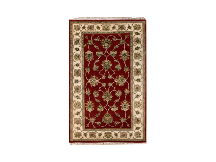 3'0" x 5'2" New Hand Knotted Red Wool Rectangle Oriental Rug - MOA10275404