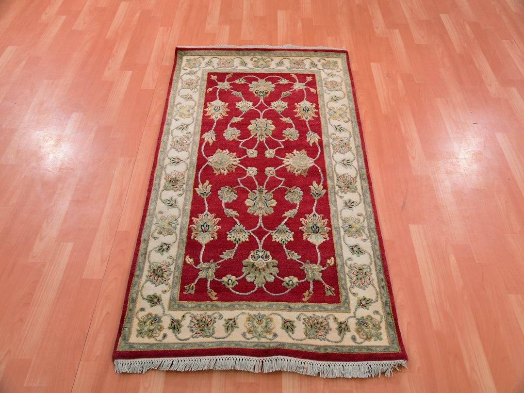 3'0" x 5'2" New Hand Knotted Red Wool Rectangle Oriental Rug - MOA10275404