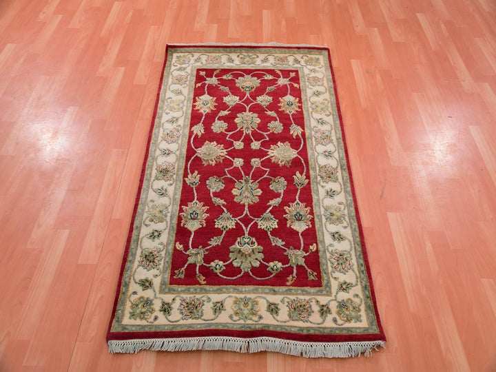 3'0" x 5'2" New Hand Knotted Red Wool Rectangle Oriental Rug - MOA10275404