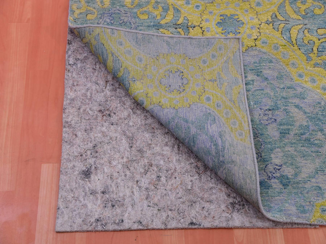 9'0" x 12'2" New Hand Knotted Blue Wool Rectangle Oriental Rug - MOA10275410