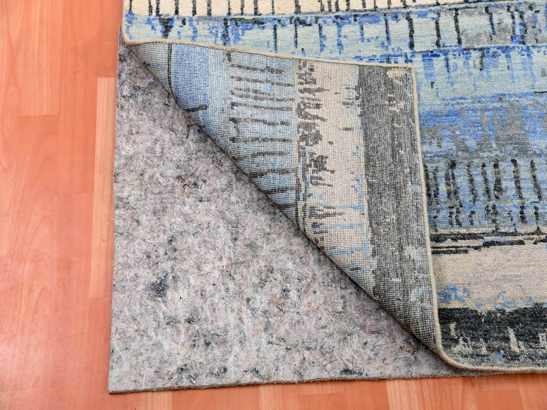 9'0" x 12'4" New Hand Knotted Grey Wool Rectangle Oriental Rug - MOA10275412