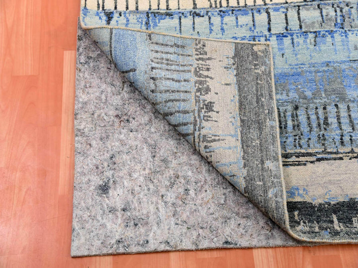 9'0" x 12'4" New Hand Knotted Grey Wool Rectangle Oriental Rug - MOA10275412