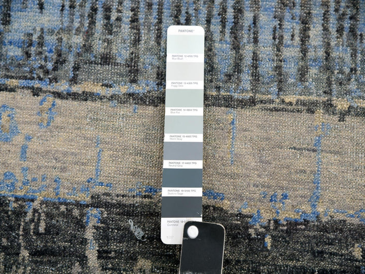 9'0" x 12'4" New Hand Knotted Grey Wool Rectangle Oriental Rug - MOA10275412