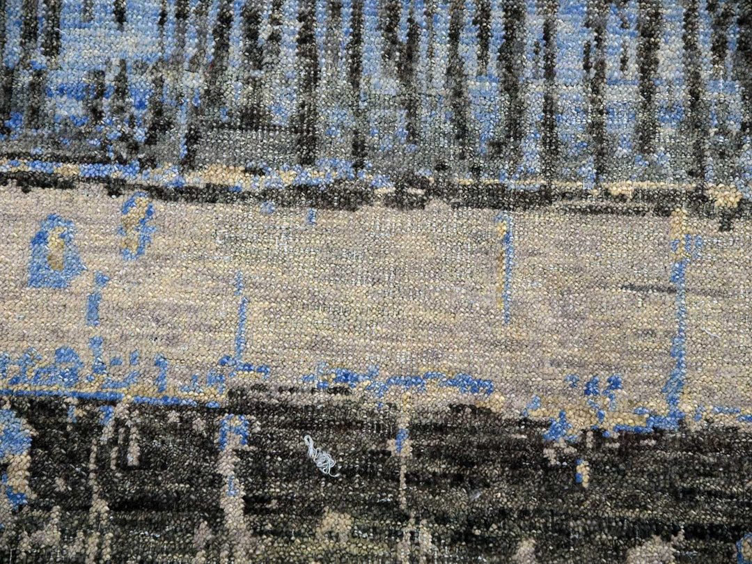 9'0" x 12'4" New Hand Knotted Grey Wool Rectangle Oriental Rug - MOA10275412