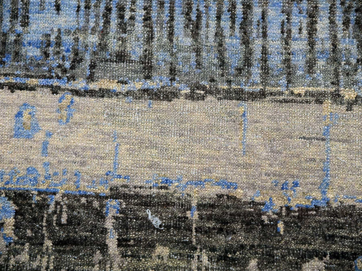 9'0" x 12'4" New Hand Knotted Grey Wool Rectangle Oriental Rug - MOA10275412