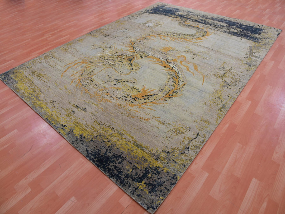 8'11" x 12'2" Vintage Hand Knotted Beige Wool Rectangle Oriental Rug - MOA10275414