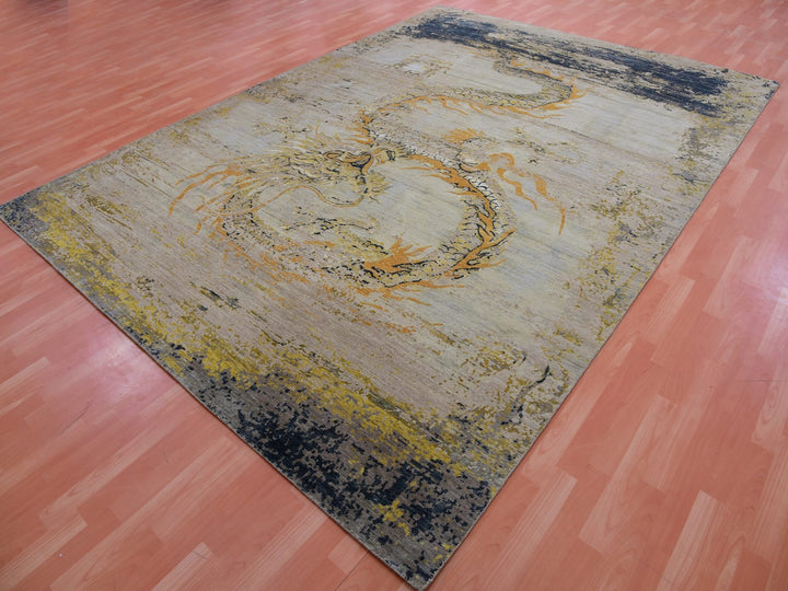 8'11" x 12'2" Vintage Hand Knotted Beige Wool Rectangle Oriental Rug - MOA10275414