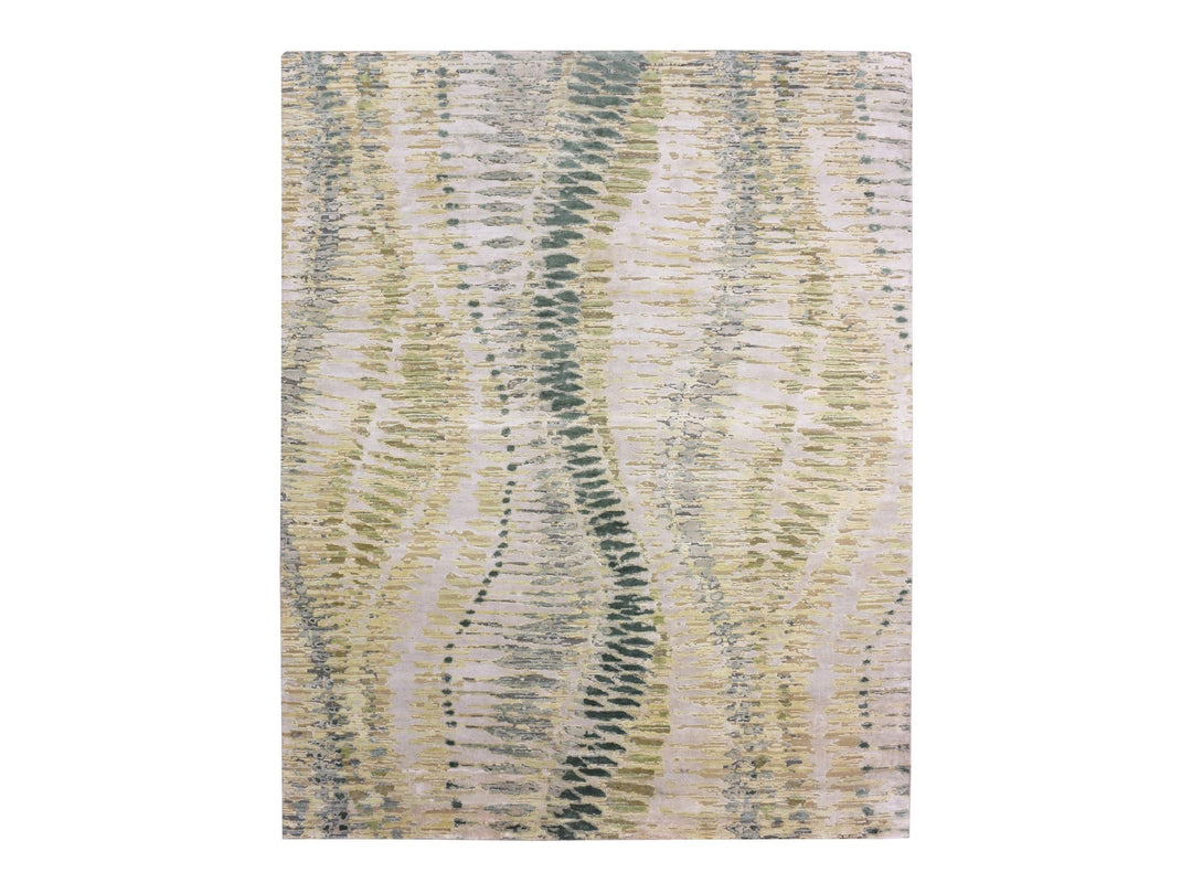 8'0" x 10'1" New Hand Knotted Green Silk Rectangle Oriental Rug - MOA10275419