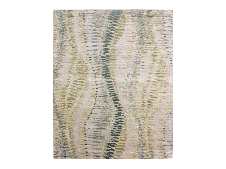 8'0" x 10'1" New Hand Knotted Green Silk Rectangle Oriental Rug - MOA10275419