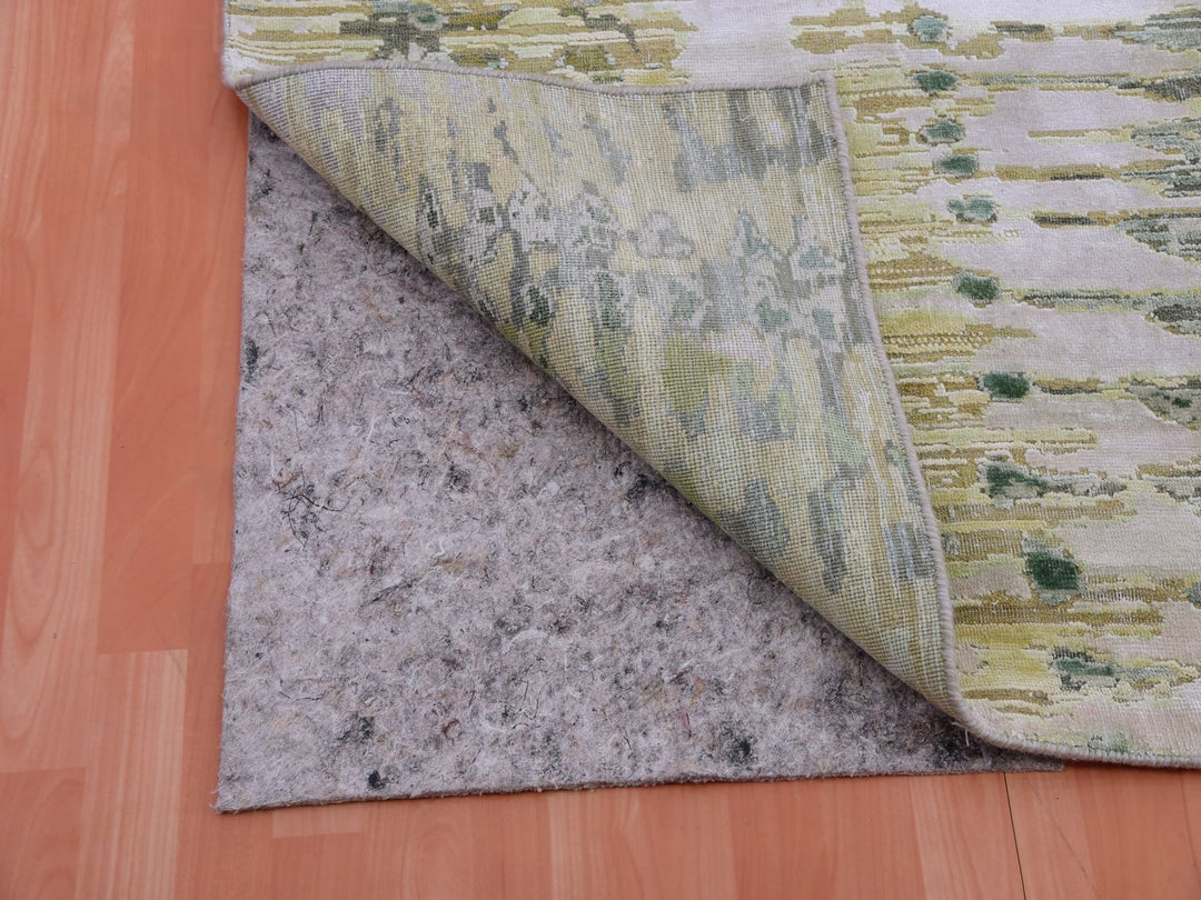 8'0" x 10'1" New Hand Knotted Green Silk Rectangle Oriental Rug - MOA10275419