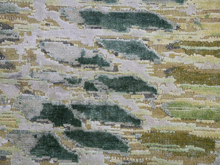 8'0" x 10'1" New Hand Knotted Green Silk Rectangle Oriental Rug - MOA10275419