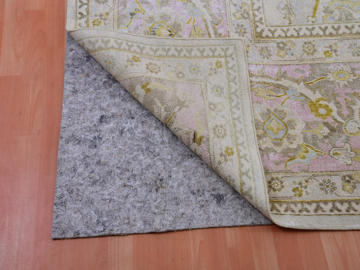 12'0" x 15'7" New Hand Knotted Beige Wool & Silk Rectangle Oriental Rug - MOA10275430
