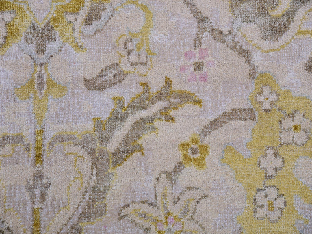 12'0" x 15'7" New Hand Knotted Beige Wool & Silk Rectangle Oriental Rug - MOA10275430