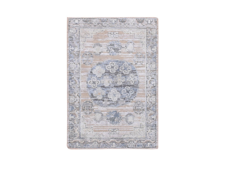 2'0" x 3'0" New Hand Knotted Grey Wool & Silk Rectangle Oriental Rug - MOA10275433