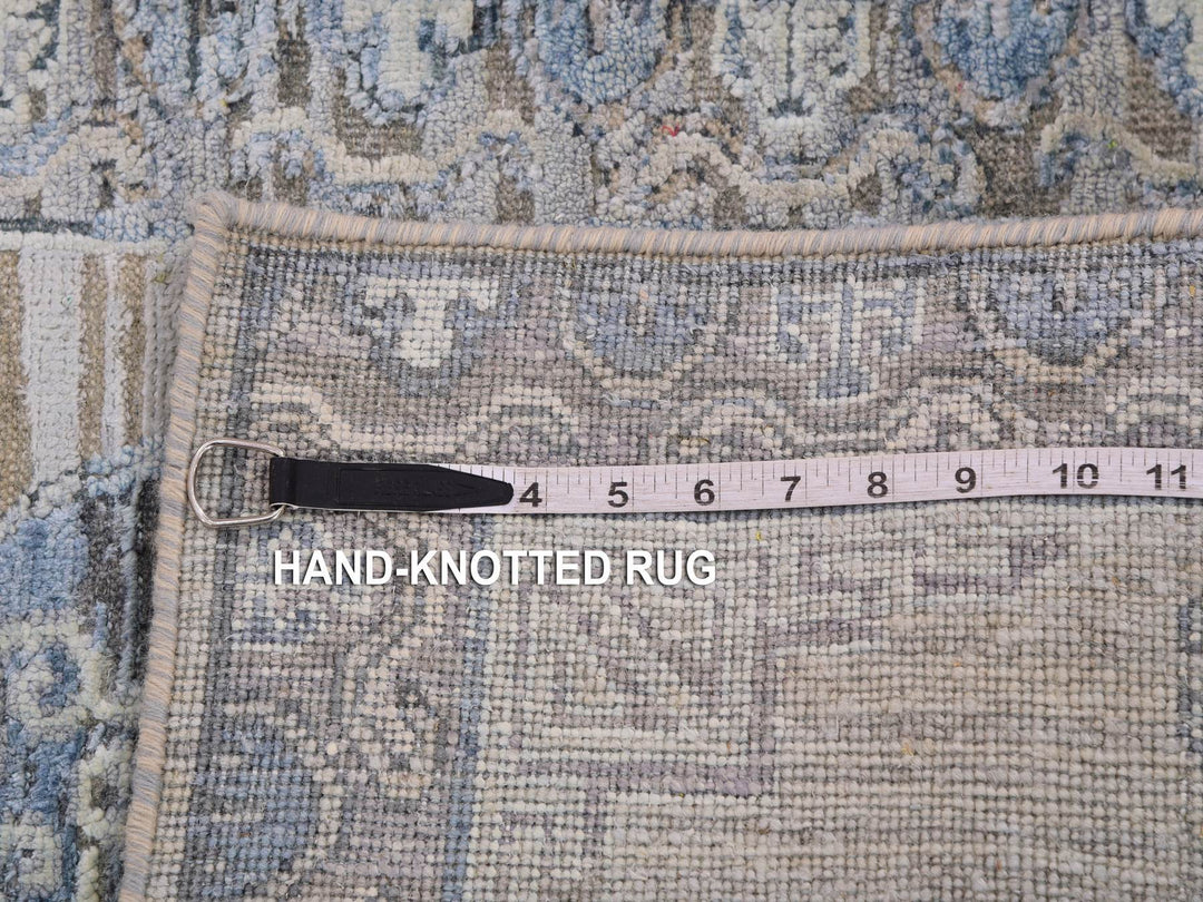 2'0" x 3'0" New Hand Knotted Grey Wool & Silk Rectangle Oriental Rug - MOA10275433