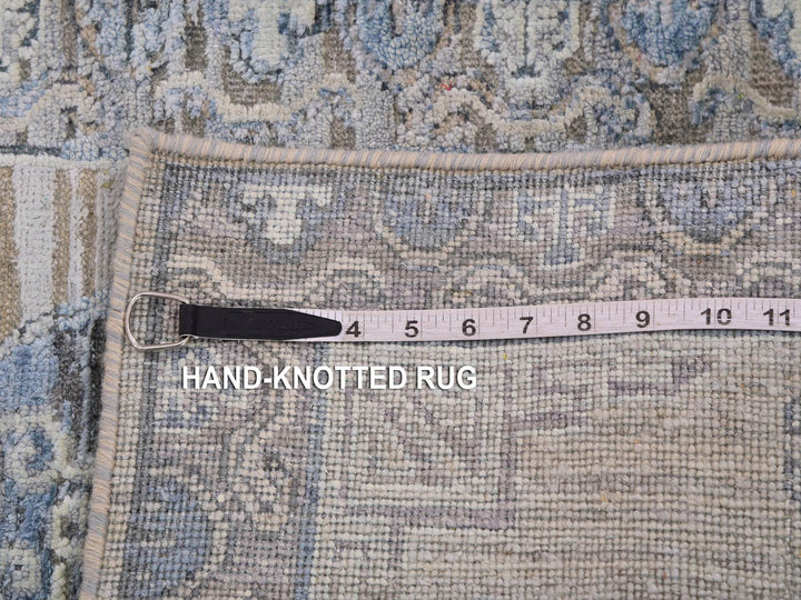 2'0" x 3'0" New Hand Knotted Grey Wool & Silk Rectangle Oriental Rug - MOA10275433