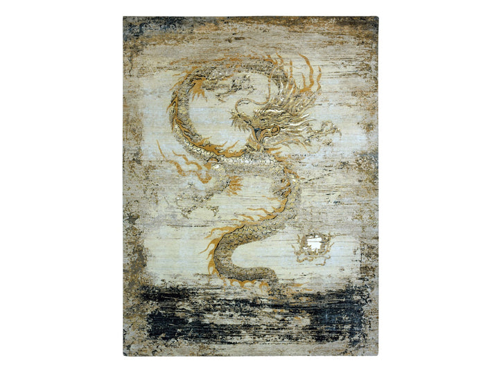 8'11" x 12'1" New Hand Knotted Beige Wool Rectangle Oriental Rug - MOA10275434