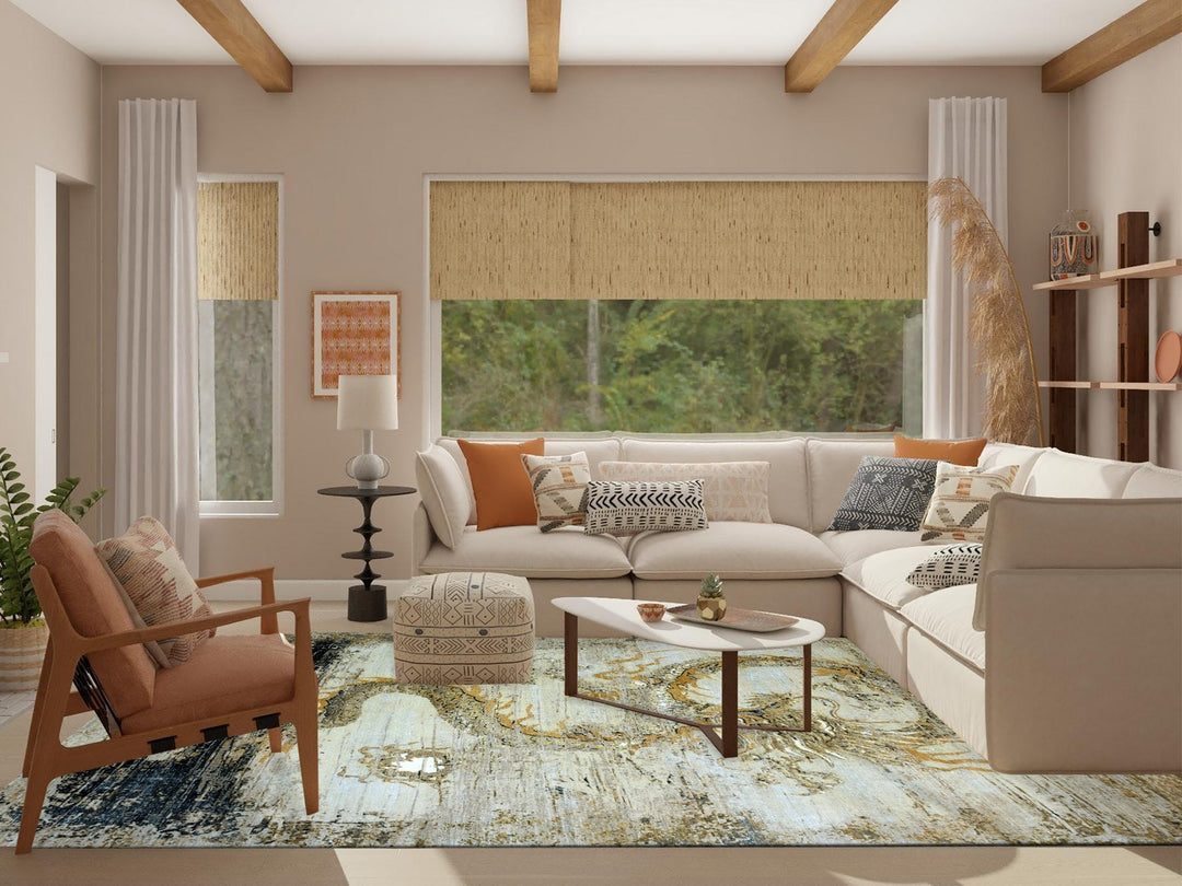 8'11" x 12'1" New Hand Knotted Beige Wool Rectangle Oriental Rug - MOA10275434