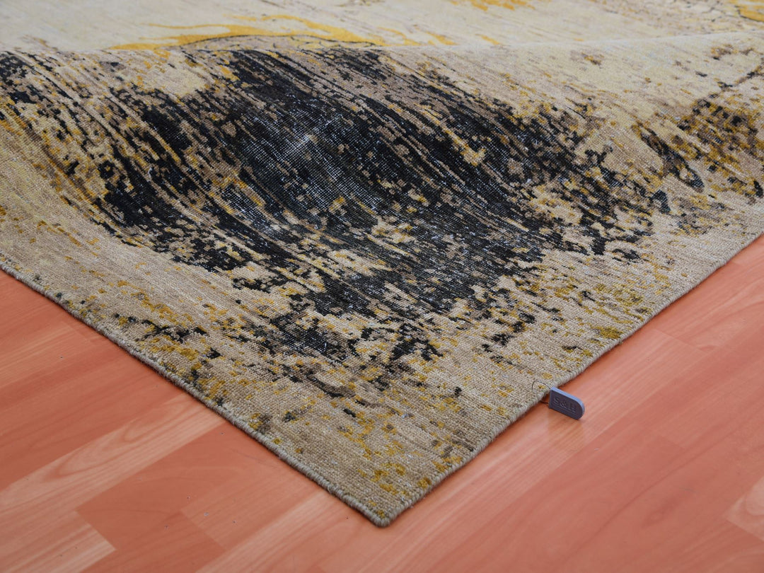 8'11" x 12'1" New Hand Knotted Beige Wool Rectangle Oriental Rug - MOA10275434