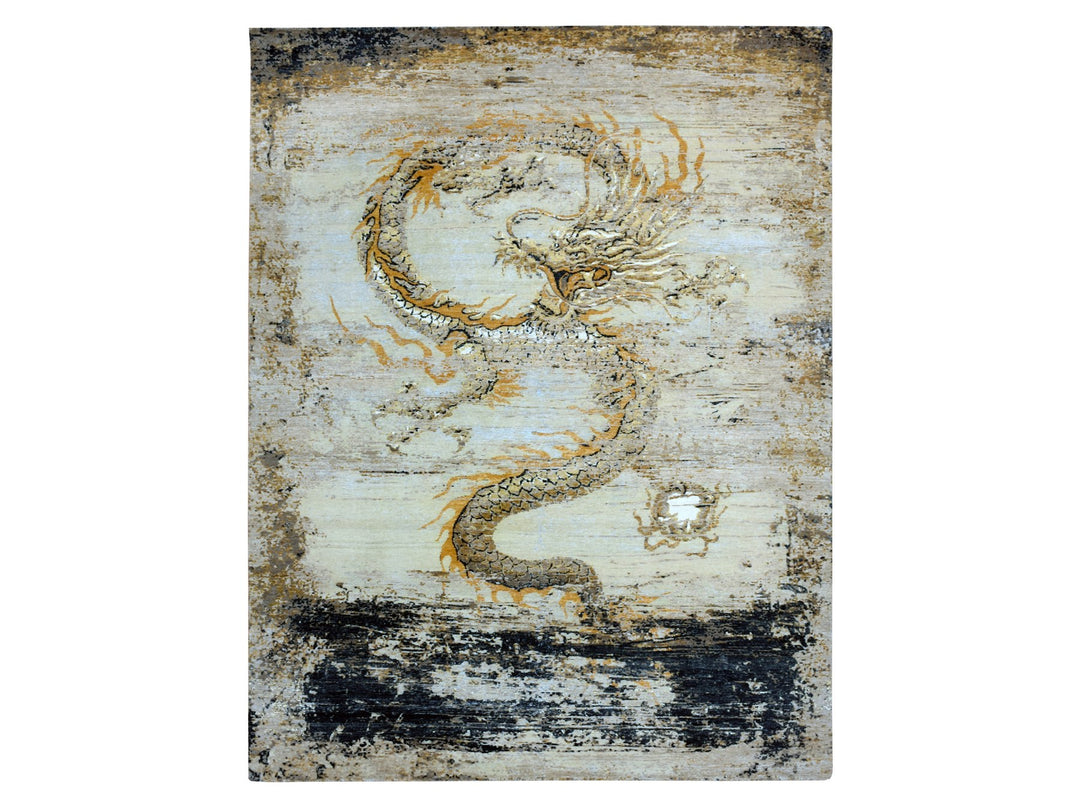 7'11" x 10'4" Vintage Hand Knotted Beige Wool Rectangle Oriental Rug - MOA10275435