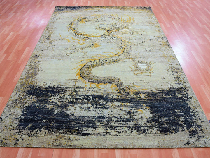 7'11" x 10'4" Vintage Hand Knotted Beige Wool Rectangle Oriental Rug - MOA10275435