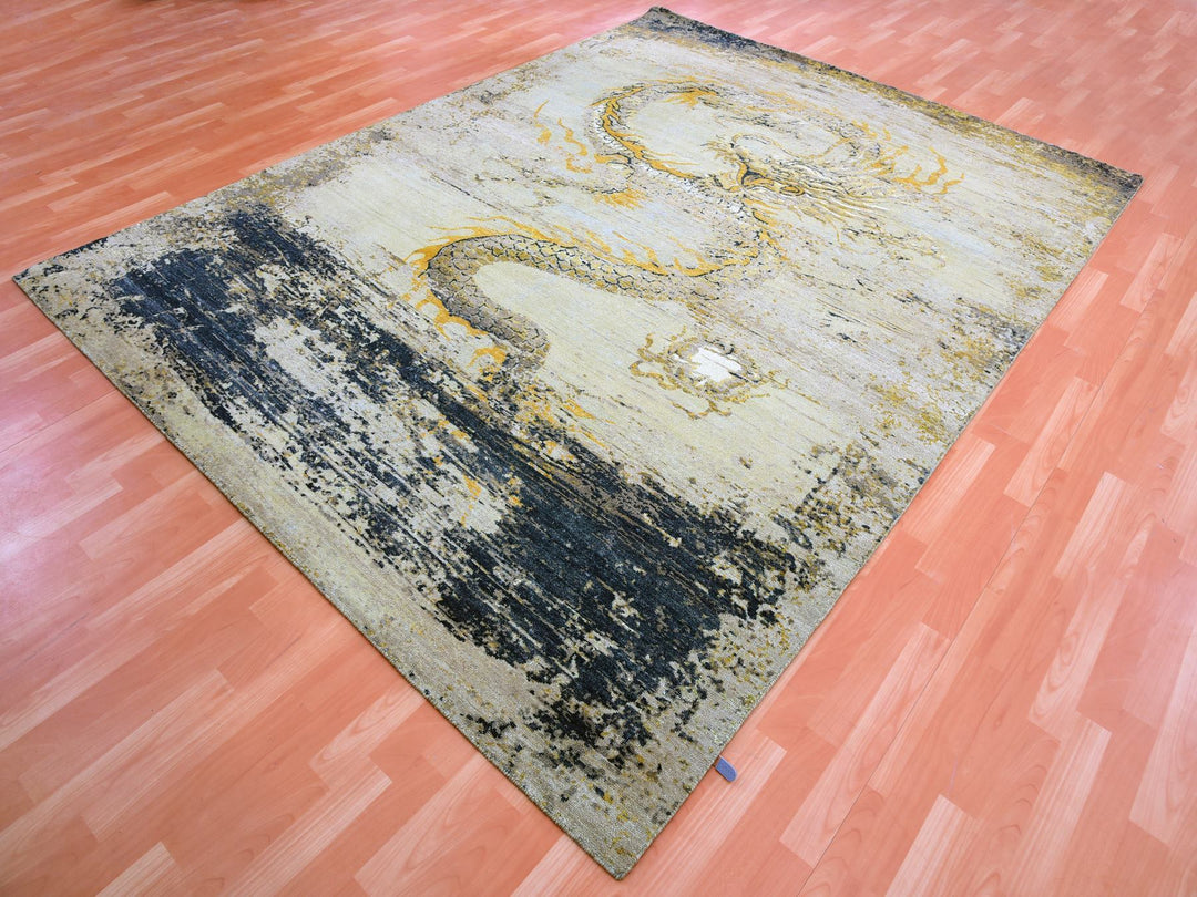 7'11" x 10'4" Vintage Hand Knotted Beige Wool Rectangle Oriental Rug - MOA10275435