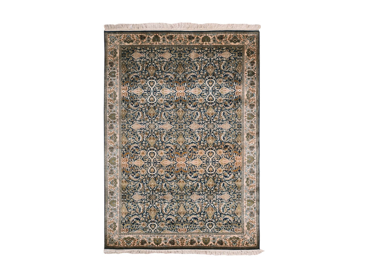 4'1" x 6'0" New Hand Knotted Blue Silk Rectangle Oriental Rug - MOA10275436