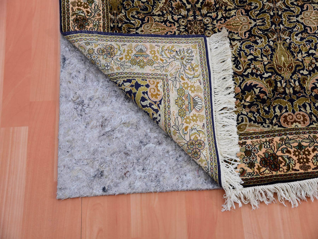 4'1" x 6'0" New Hand Knotted Blue Silk Rectangle Oriental Rug - MOA10275436