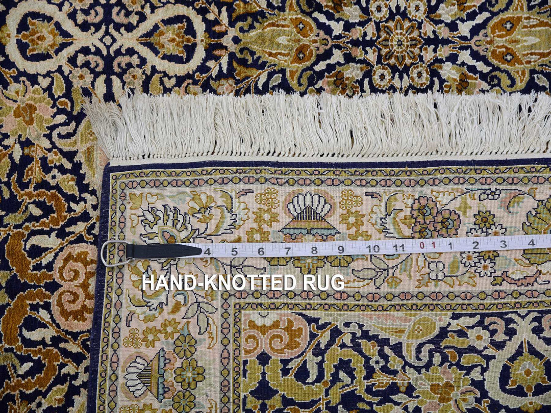 4'1" x 6'0" New Hand Knotted Blue Silk Rectangle Oriental Rug - MOA10275436