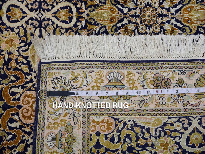 4'1" x 6'0" New Hand Knotted Blue Silk Rectangle Oriental Rug - MOA10275436